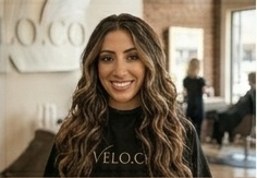 Caramel ribbon highlights woven through warm brunette base