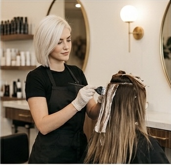 Balayage painting — freehand color applied with a brush for natural dimension