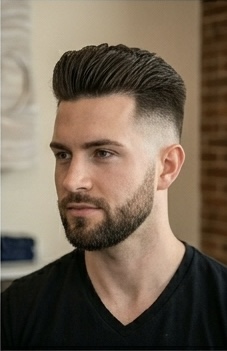 Classic quiff — polished men's styling with volume and structure at the front