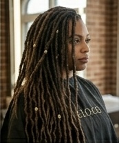 Adorned dreadlocks — styled and accessorized loc updo
